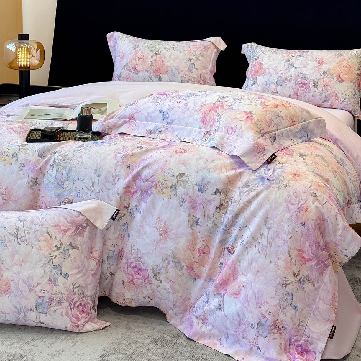 91家纺网 家纺一手货源 找家纺 （总）2026新款A类100支长绒棉纯棉四件套全棉数码印花被套床单床笠田园风床上用品