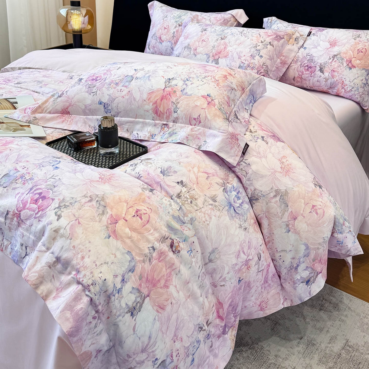 91家纺网 家纺一手货源 找家纺 （总）2026新款A类100支长绒棉纯棉四件套全棉数码印花被套床单床笠田园风床上用品