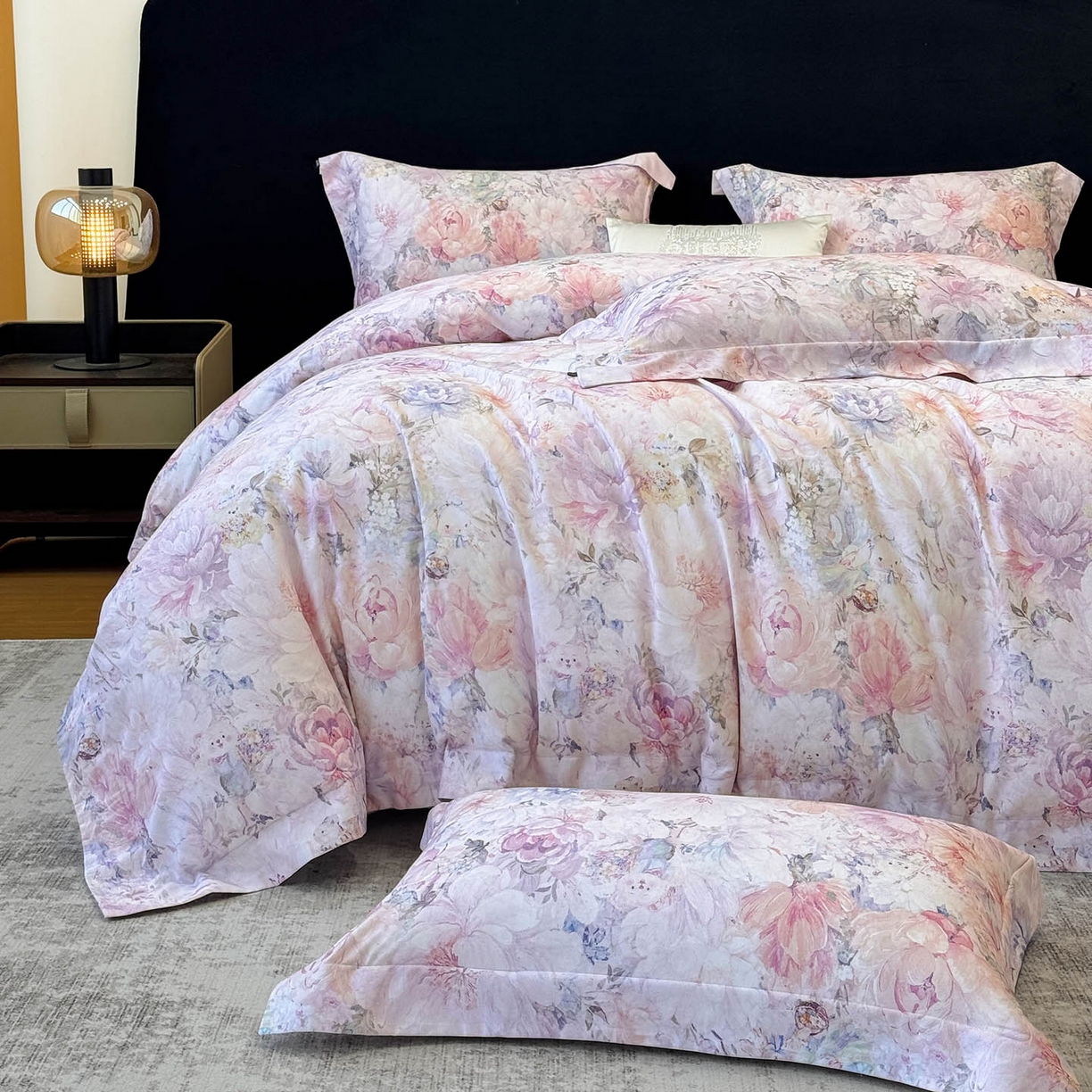 91家纺网 家纺一手货源 找家纺 （总）2026新款A类100支长绒棉纯棉四件套全棉数码印花被套床单床笠田园风床上用品