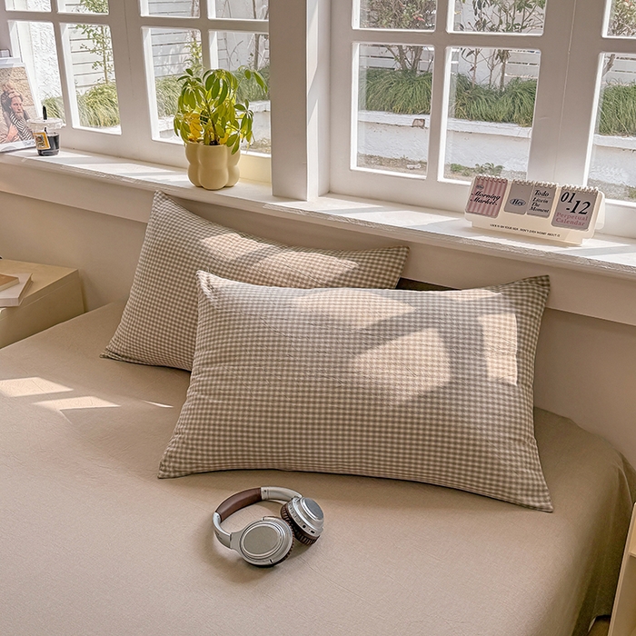 91家纺网 家纺一手货源 找家纺 梦依依 2026新款全棉色织水洗棉大豆被四件套系列 琥珀灰