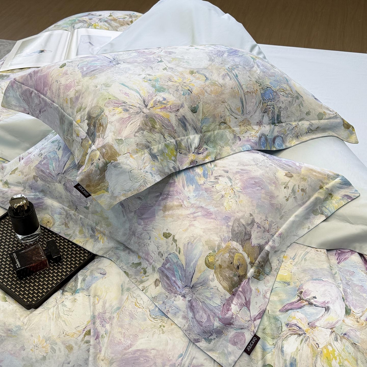 91家纺网 家纺一手货源 找家纺 2026新款A类100支长绒棉纯棉四件套全棉数码印花被套床单床笠田园风床上用品 黛梦-蓝