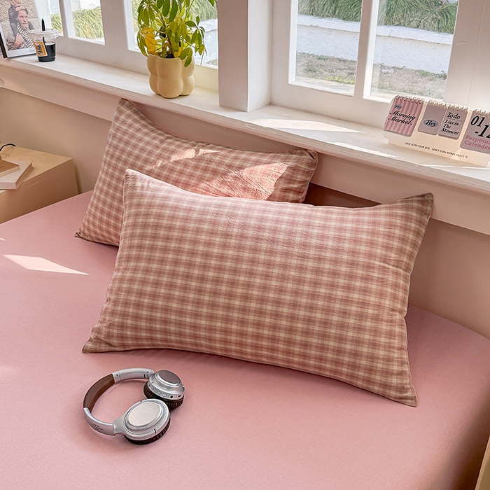 91家纺网 家纺一手货源 找家纺 梦依依 2026新款全棉色织水洗棉大豆被四件套系列 浣花粉