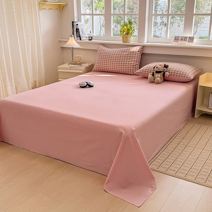 91家纺网 家纺一手货源 找家纺 梦依依 2026新款全棉色织水洗棉大豆被四件套系列 浣花粉