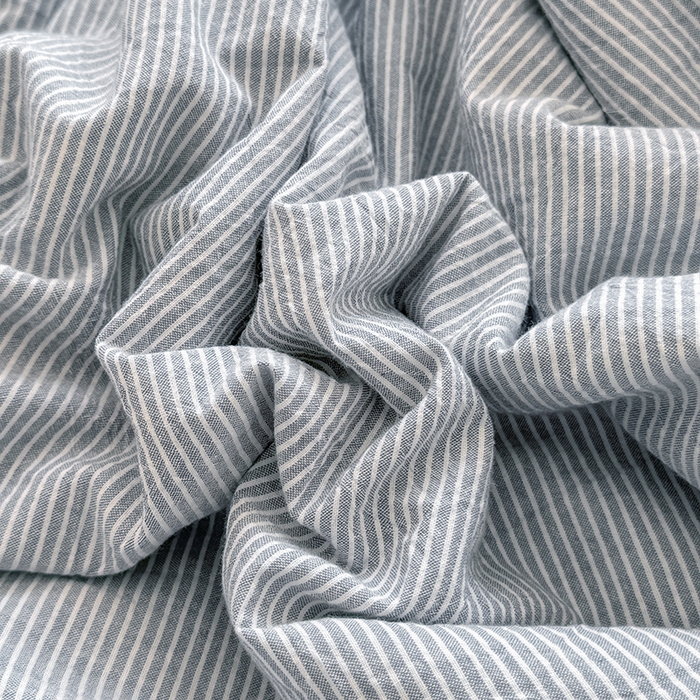 91家纺网 家纺一手货源 找家纺 梦依依 2026新款全棉色织水洗棉大豆被四件套系列 蓝细条