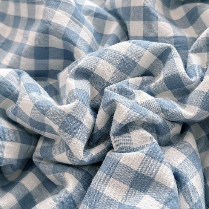 91家纺网 家纺一手货源 找家纺 梦依依 2026新款全棉色织水洗棉大豆被四件套系列 蓝小格