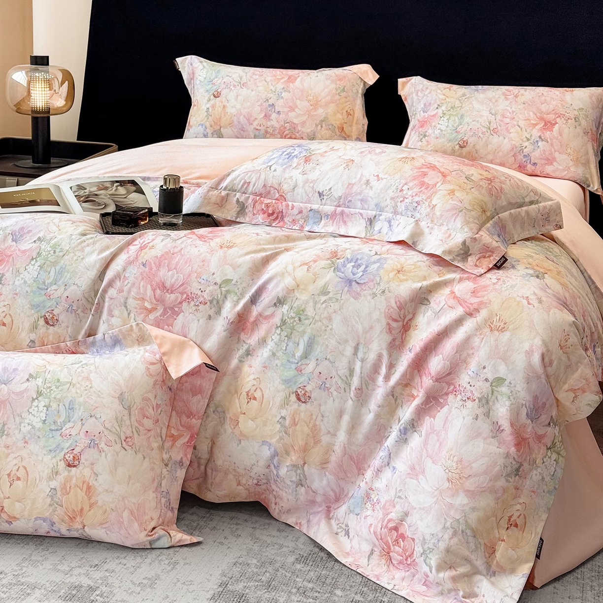 91家纺网 家纺一手货源 找家纺 （总）2026新款A类100支长绒棉纯棉四件套全棉数码印花被套床单床笠田园风床上用品