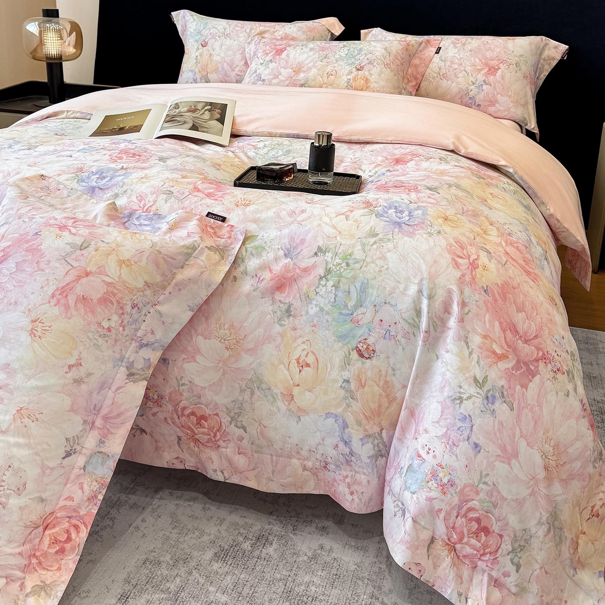 91家纺网 家纺一手货源 找家纺 （总）2026新款A类100支长绒棉纯棉四件套全棉数码印花被套床单床笠田园风床上用品