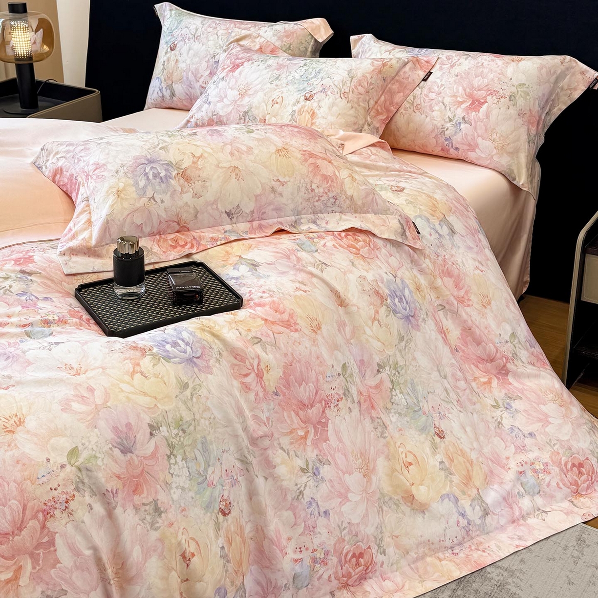 91家纺网 家纺一手货源 找家纺 （总）2026新款A类100支长绒棉纯棉四件套全棉数码印花被套床单床笠田园风床上用品