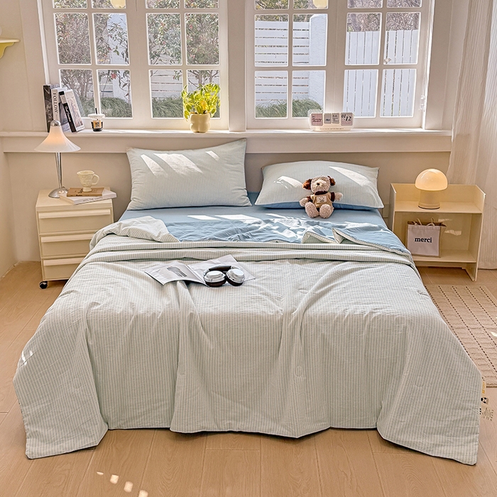 91家纺网 家纺一手货源 找家纺 梦依依 2026新款全棉色织水洗棉大豆被四件套系列 玛丽兰