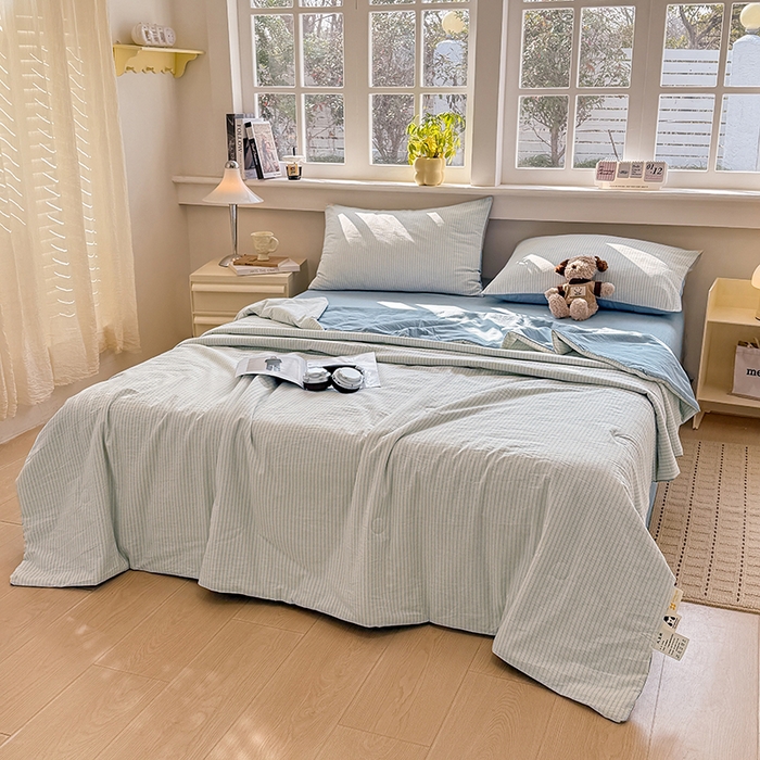 91家纺网 家纺一手货源 找家纺 梦依依 2026新款全棉色织水洗棉大豆被四件套系列 玛丽兰