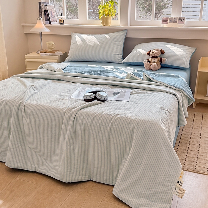 91家纺网 家纺一手货源 找家纺 梦依依 2026新款全棉色织水洗棉大豆被四件套系列 玛丽兰