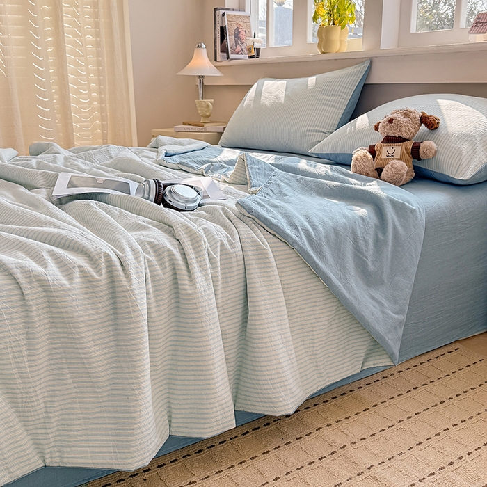 91家纺网 家纺一手货源 找家纺 梦依依 2026新款全棉色织水洗棉大豆被四件套系列 玛丽兰