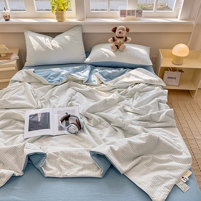 91家纺网 家纺一手货源 找家纺 梦依依 2026新款全棉色织水洗棉大豆被四件套系列 玛丽兰