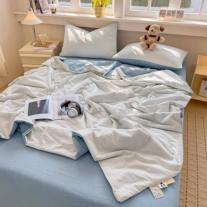 91家纺网 家纺一手货源 找家纺 梦依依 2026新款全棉色织水洗棉大豆被四件套系列 玛丽兰