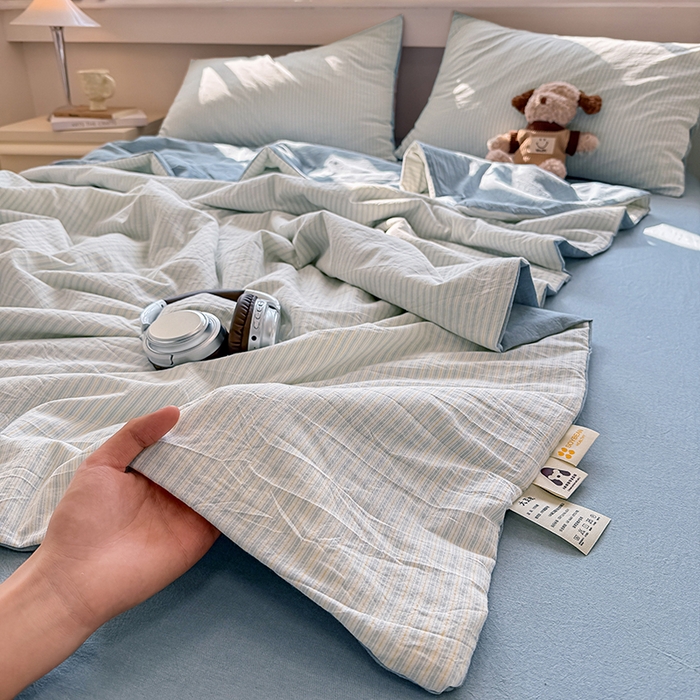 91家纺网 家纺一手货源 找家纺 梦依依 2026新款全棉色织水洗棉大豆被四件套系列 玛丽兰