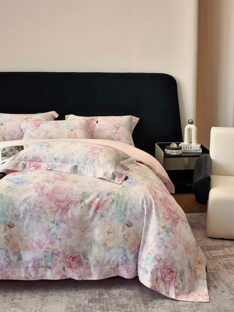 91家纺网 家纺一手货源 找家纺 （总）2026新款A类100支长绒棉纯棉四件套全棉数码印花被套床单床笠田园风床上用品