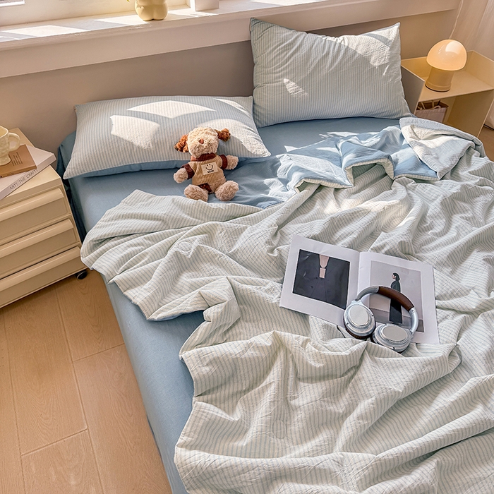 91家纺网 家纺一手货源 找家纺 梦依依 2026新款全棉色织水洗棉大豆被四件套系列 玛丽兰