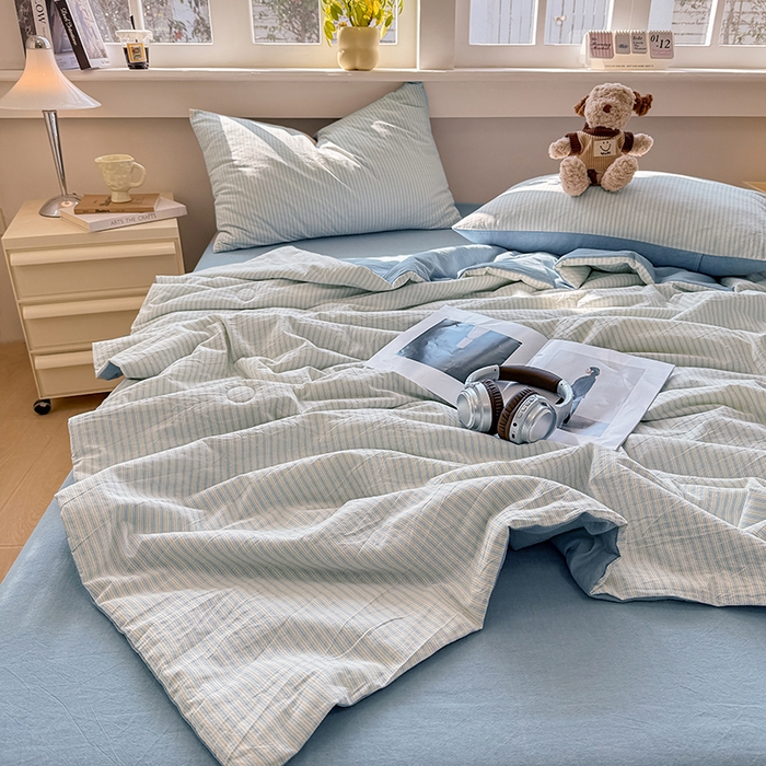 91家纺网 家纺一手货源 找家纺 梦依依 2026新款全棉色织水洗棉大豆被四件套系列 玛丽兰