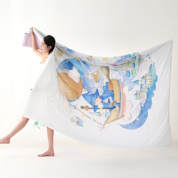 91家纺网 家纺一手货源 找家纺 天之悦家纺 2026新款夏被大版数码云母冰丝夏凉被空调被 哈利城堡