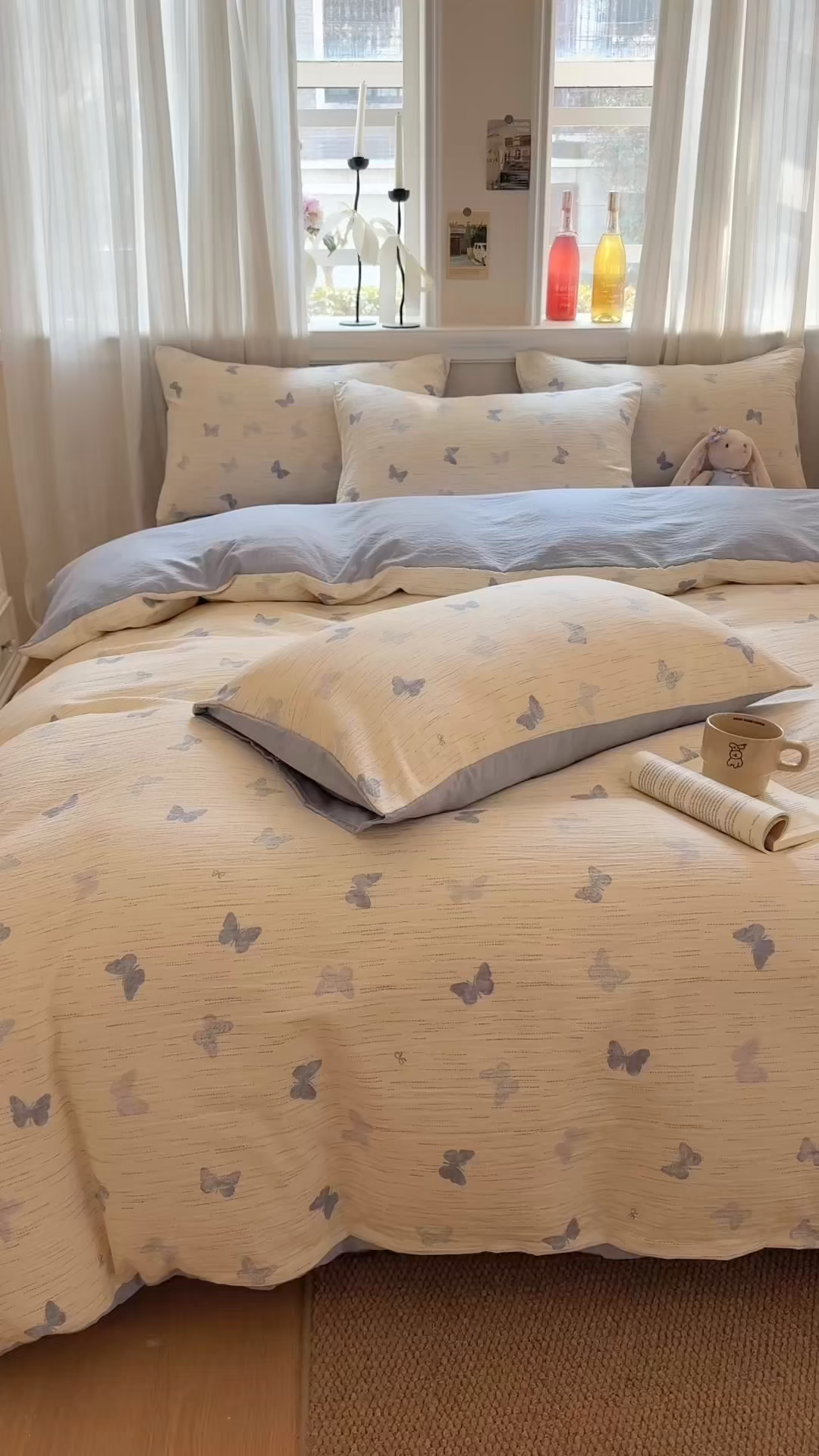 91家纺网 家纺一手货源 找家纺 鑫佳居 2026新款水洗针织提花双层纱四件套 莫奈花园