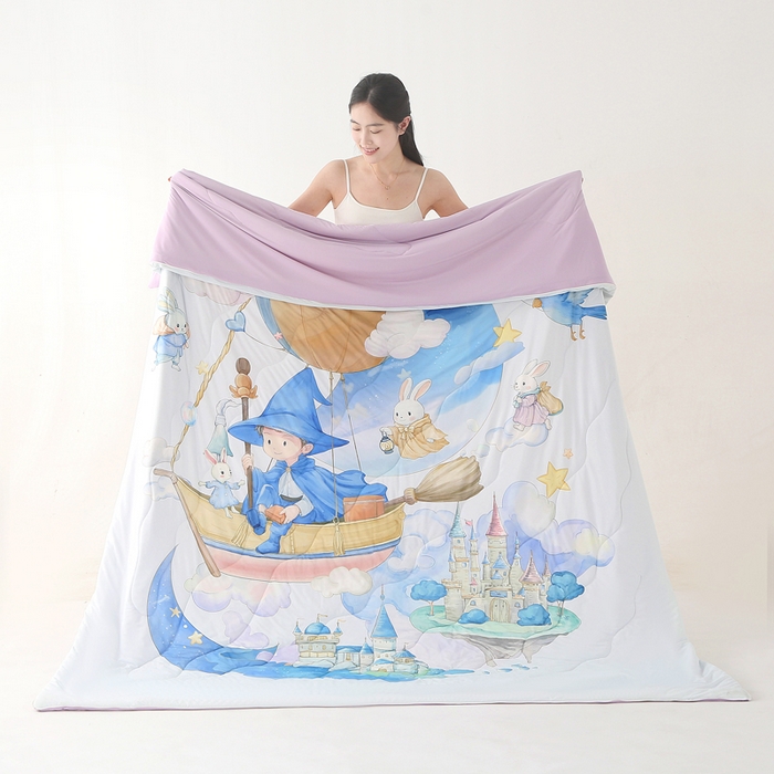 91家纺网 家纺一手货源 找家纺 天之悦家纺 2026新款夏被大版数码云母冰丝夏凉被空调被 哈利城堡