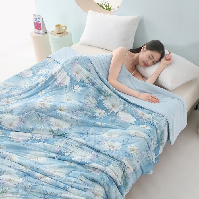 天之悦家纺 2026新款夏被大版数码云母冰丝夏凉被空调被 海岛恋