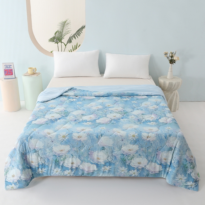 91家纺网 家纺一手货源 找家纺 天之悦家纺 2026新款夏被大版数码云母冰丝夏凉被空调被 海岛恋