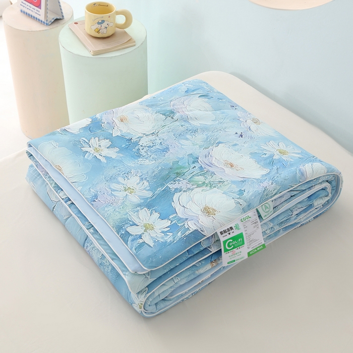 91家纺网 家纺一手货源 找家纺 天之悦家纺 2026新款夏被大版数码云母冰丝夏凉被空调被 海岛恋