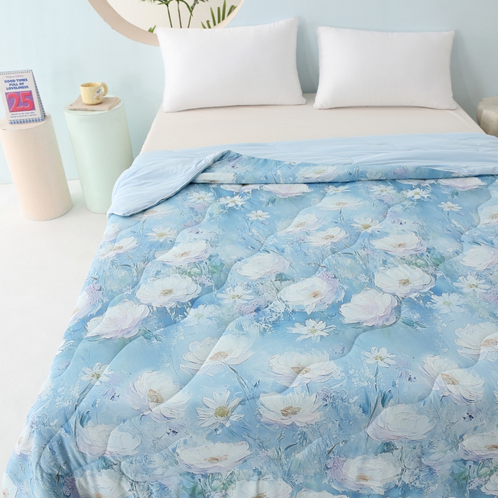 91家纺网 家纺一手货源 找家纺 天之悦家纺 2026新款夏被大版数码云母冰丝夏凉被空调被 海岛恋