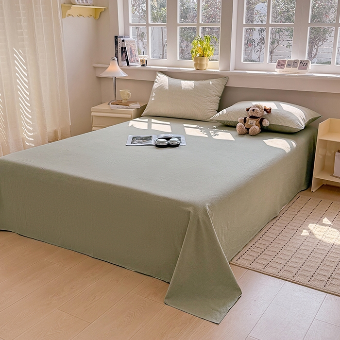 91家纺网 家纺一手货源 找家纺 梦依依 2026新款全棉色织水洗棉大豆被四件套系列 玛丽绿