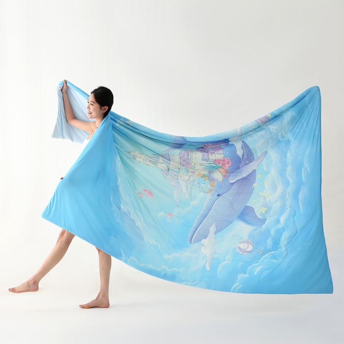 91家纺网 家纺一手货源 找家纺 天之悦家纺 2026新款夏被大版数码云母冰丝夏凉被空调被 海底萌宠