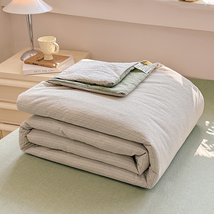 91家纺网 家纺一手货源 找家纺 梦依依 2026新款全棉色织水洗棉大豆被四件套系列 玛丽绿