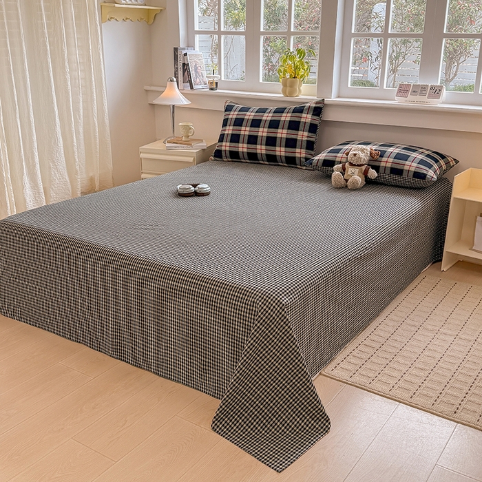 91家纺网 家纺一手货源 找家纺 梦依依 2026新款全棉色织水洗棉大豆被四件套系列 木槿黑