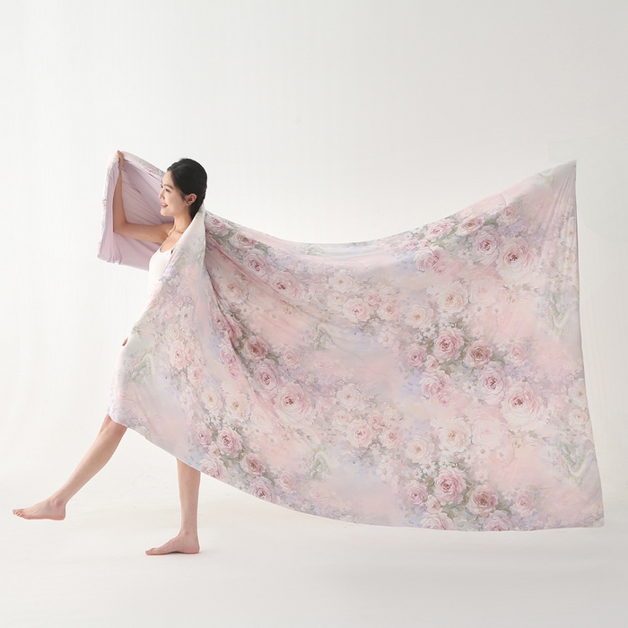 91家纺网 家纺一手货源 找家纺 天之悦家纺 2026新款夏被大版数码云母冰丝夏凉被空调被 花溪紫