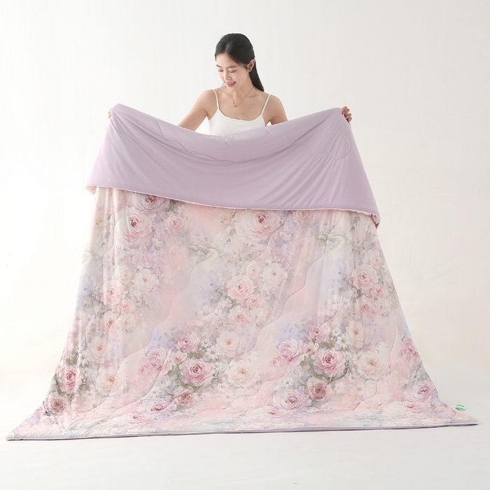 91家纺网 家纺一手货源 找家纺 天之悦家纺 2026新款夏被大版数码云母冰丝夏凉被空调被 花溪紫