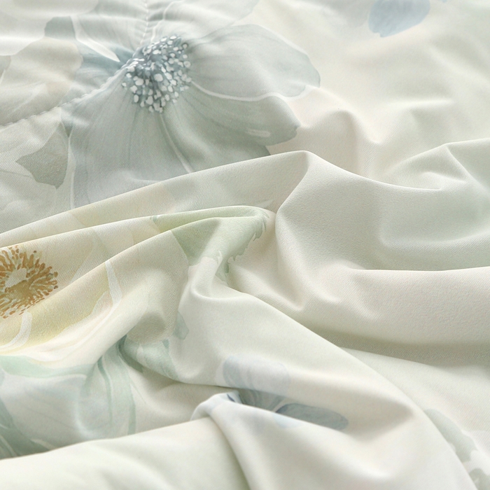 91家纺网 家纺一手货源 找家纺 天之悦家纺 2026新款夏被大版数码云母冰丝夏凉被空调被 曼迪绿