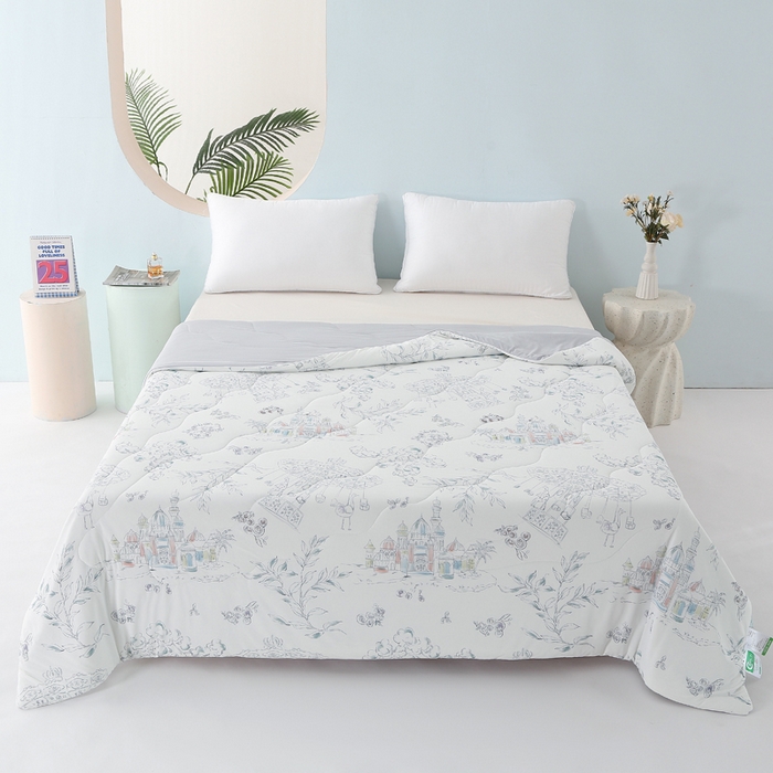 91家纺网 家纺一手货源 找家纺 天之悦家纺 2026新款夏被大版数码云母冰丝夏凉被空调被 梦幻岛屿