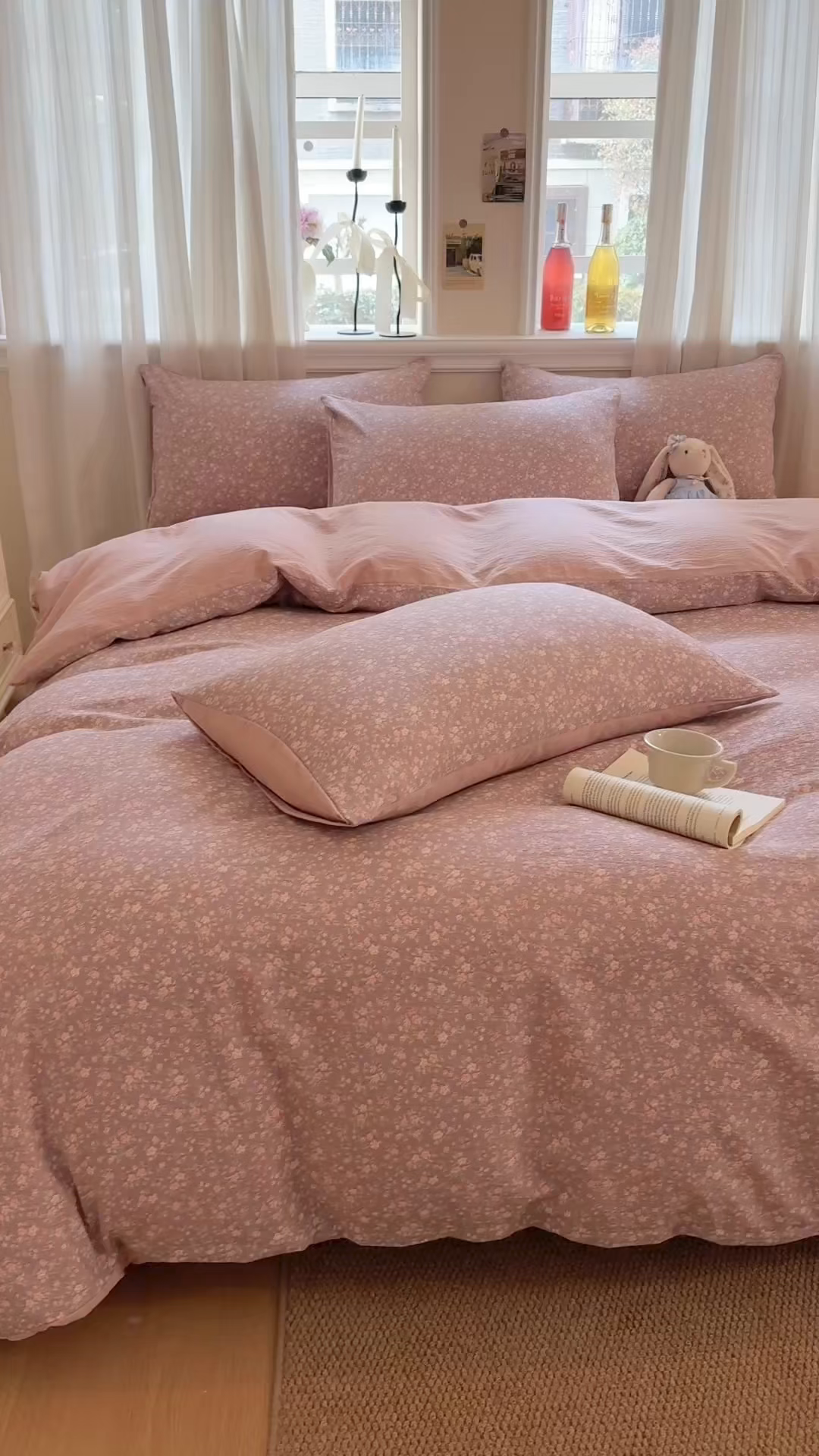 91家纺网 家纺一手货源 找家纺 鑫佳居 2026新款水洗针织提花双层纱四件套 奶油萌宠