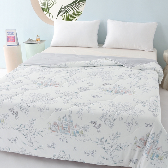 91家纺网 家纺一手货源 找家纺 天之悦家纺 2026新款夏被大版数码云母冰丝夏凉被空调被 梦幻岛屿