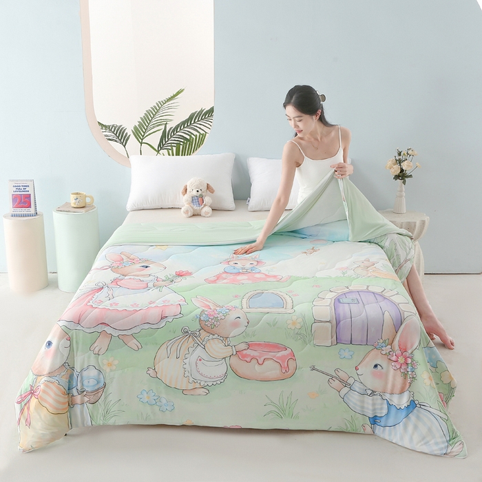 91家纺网 家纺一手货源 找家纺 天之悦家纺 2026新款夏被大版数码云母冰丝夏凉被空调被 梦幻时刻