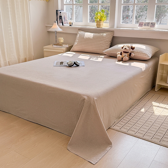 91家纺网 家纺一手货源 找家纺 梦依依 2026新款全棉色织水洗棉大豆被四件套系列 柠檬卡其