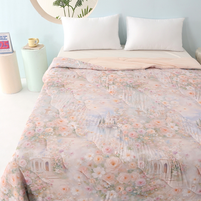 91家纺网 家纺一手货源 找家纺 天之悦家纺 2026新款夏被大版数码云母冰丝夏凉被空调被 梦漾心碎