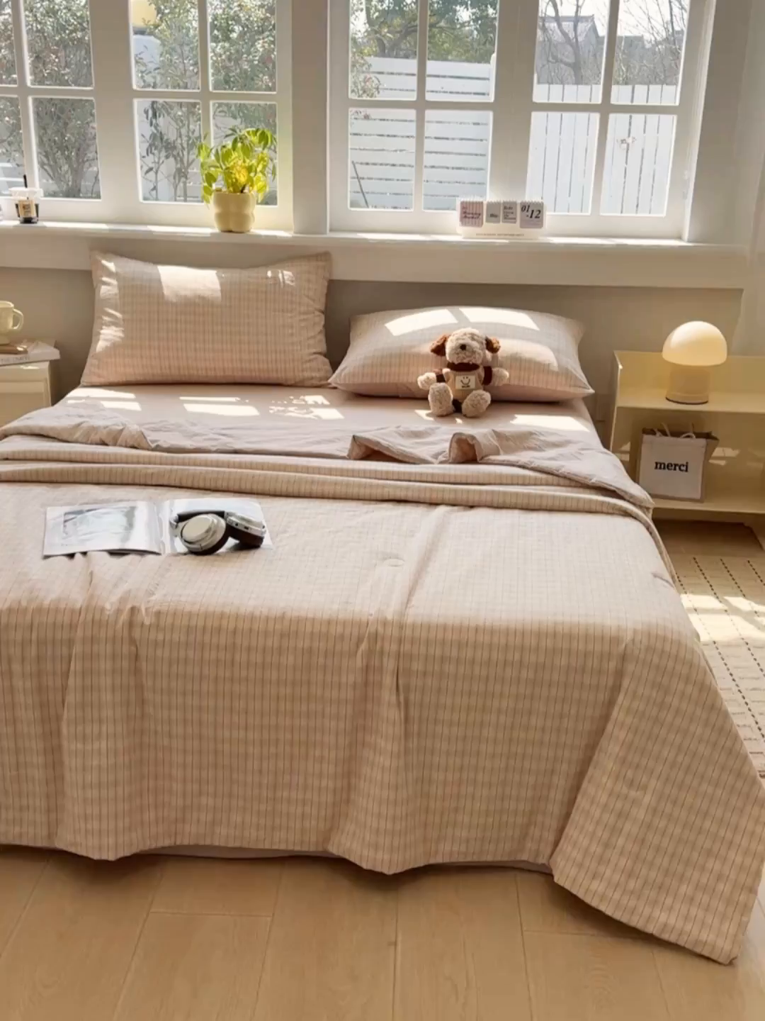 91家纺网 家纺一手货源 找家纺 梦依依 2026新款全棉色织水洗棉大豆被四件套系列 柠檬卡其