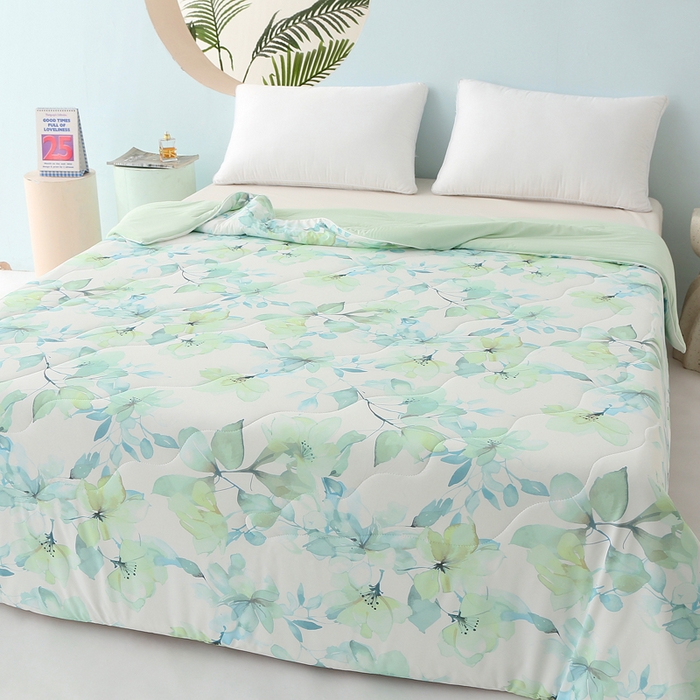 91家纺网 家纺一手货源 找家纺 天之悦家纺 2026新款夏被大版数码云母冰丝夏凉被空调被 轻柔蔓语兰