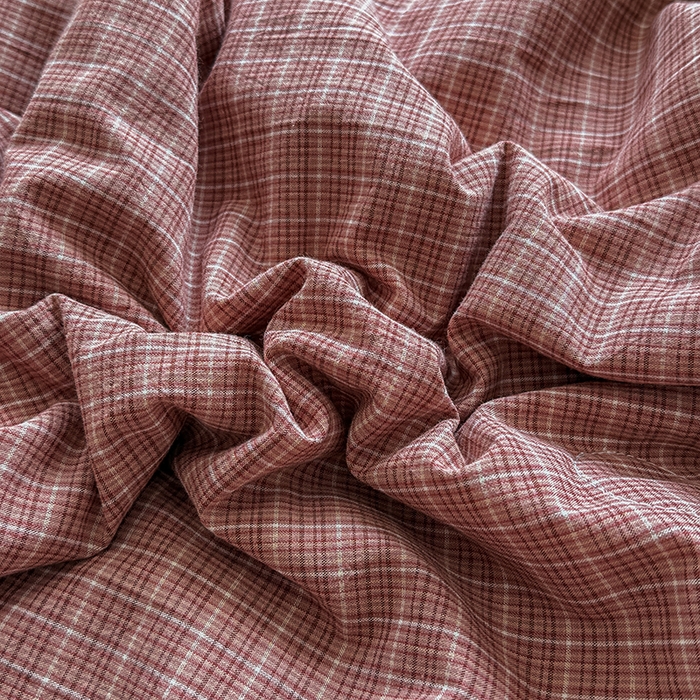 91家纺网 家纺一手货源 找家纺 梦依依 2026新款全棉色织水洗棉大豆被四件套系列 晚晴红