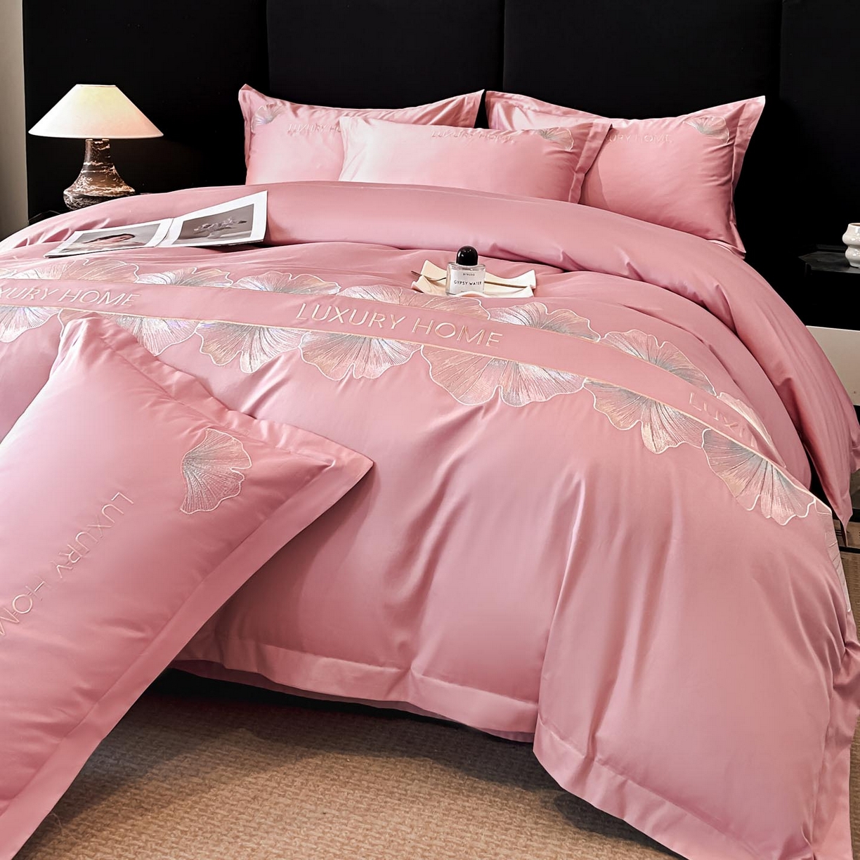 91家纺网 家纺一手货源 找家纺 犇牛仓储供应链 2026新款A类全棉刺绣四件套-花漾 花漾-芙芮粉