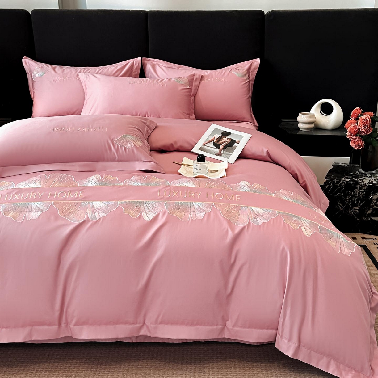 91家纺网 家纺一手货源 找家纺 犇牛仓储供应链 2026新款A类全棉刺绣四件套-花漾 花漾-芙芮粉