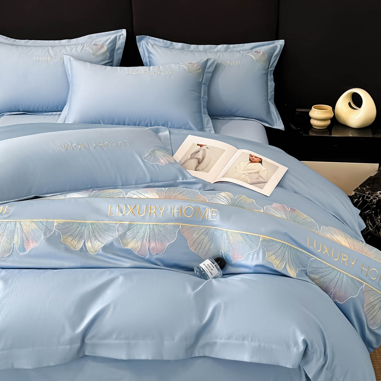 91家纺网 家纺一手货源 找家纺 犇牛仓储供应链 2026新款A类全棉刺绣四件套-花漾 花漾-柔雾蓝