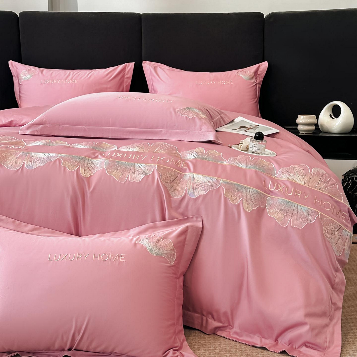 91家纺网 家纺一手货源 找家纺 犇牛仓储供应链 2026新款A类全棉刺绣四件套-花漾 花漾-芙芮粉