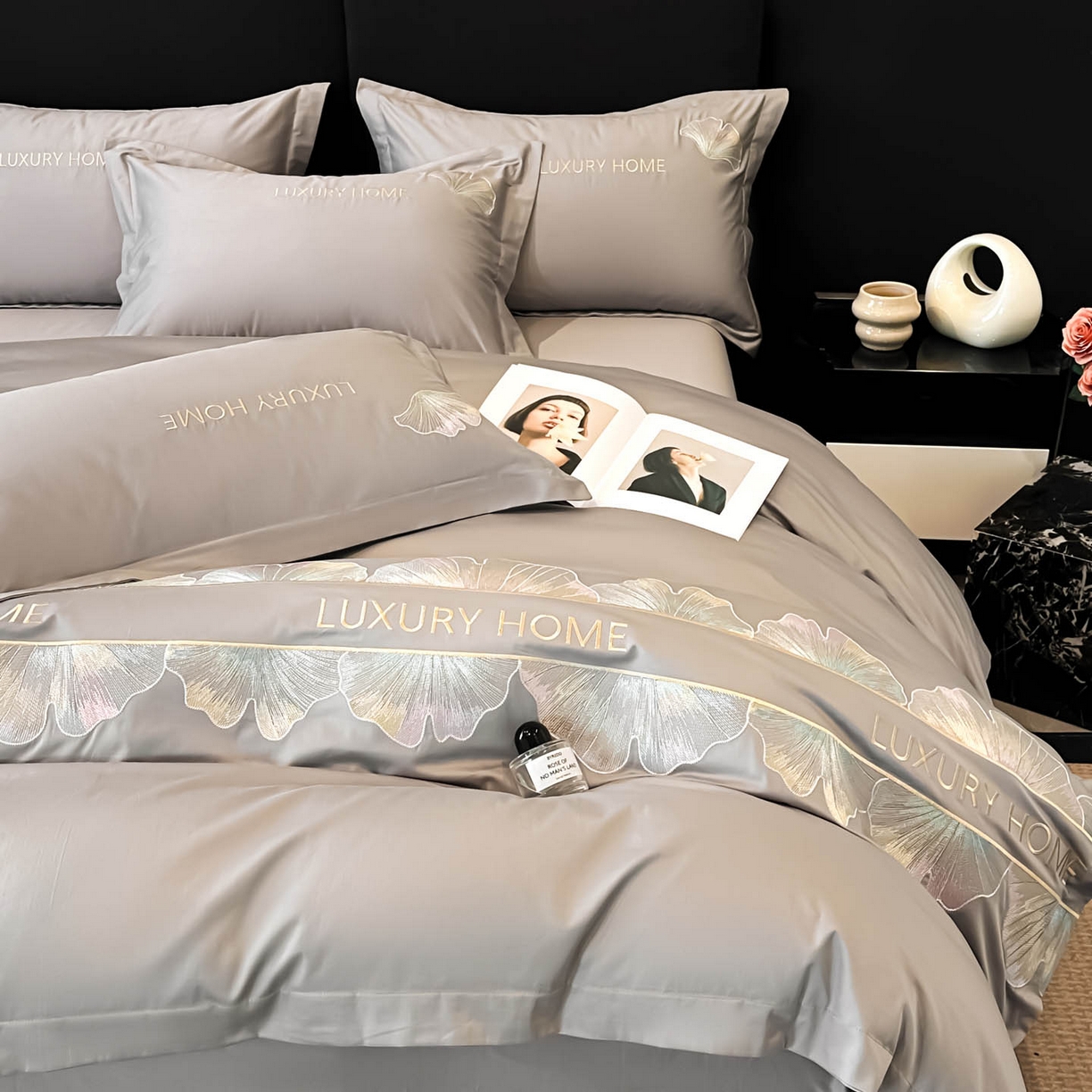 91家纺网 家纺一手货源 找家纺 犇牛仓储供应链 2026新款A类全棉刺绣四件套-花漾 花漾-星辰灰